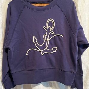 J. Crew sailor, nautical embroidered sweatshirt and dark navy. Size medium.